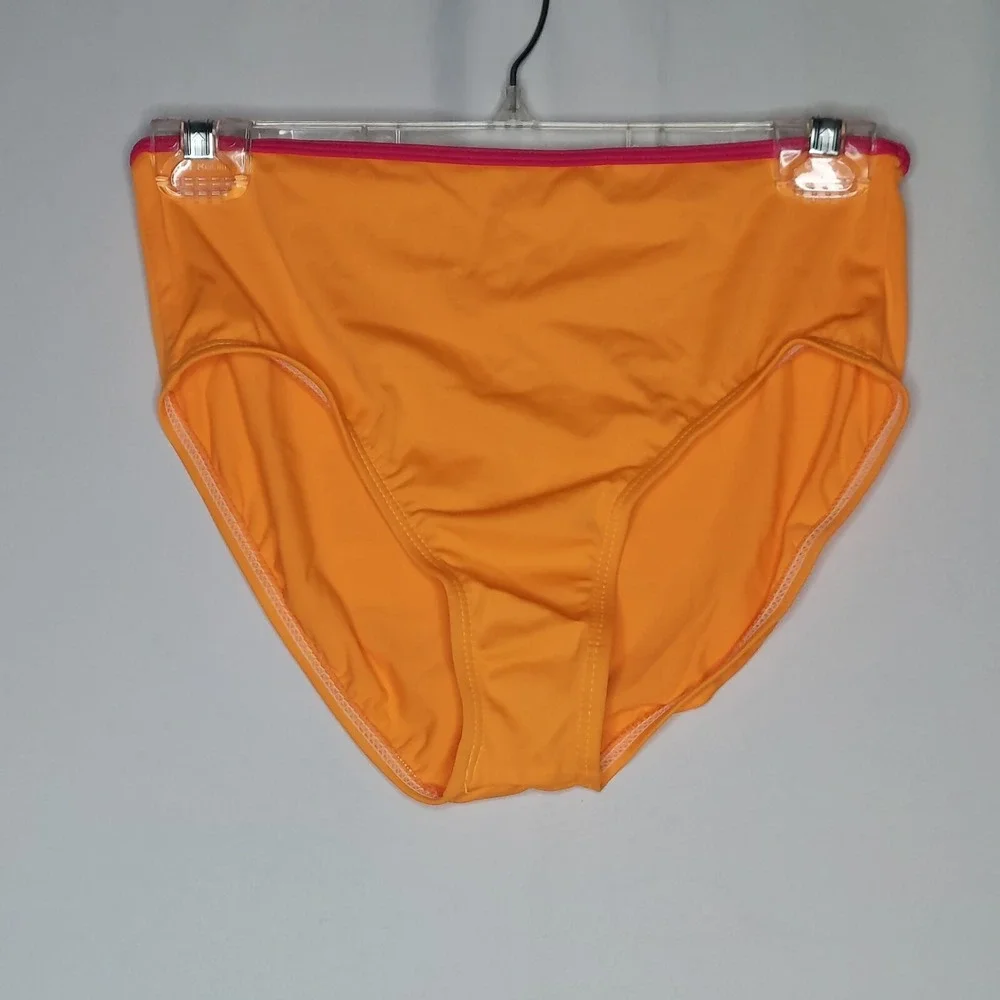 Lands End Swimsuit Girls 16 Tankini Two-Piece Set Orange Pink Stretch Scoop Neck